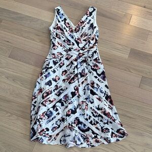 White House Black Market Abstract Floral Midi Dress